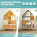 Natural Wood House Shaped Kids Dollhouse Bookshelf