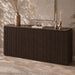 64" Fluted Sideboard Buffet Cabinet with Faux Marble Top, Dark Walnut | Wood Credenza with Storage Shelves, Modern Console Table for Coffee Bar, Dining Room, Kitchen, Living Room & Entryway
