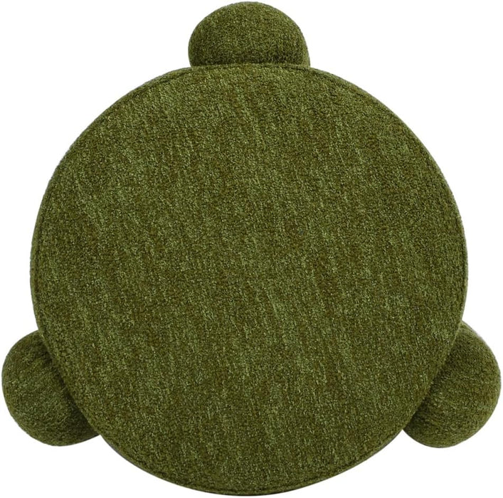 Hugo 20.5" round Fully Upholstered Ottoman, Moss Green Boucle