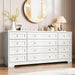 12 Drawer Wooden Dressers for Bedroom, Farmhouse White Wood Dresser
