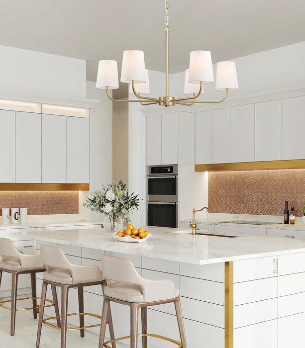 Brushed Gold Contemporary Pendant Chandelier 6 Lights