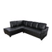 Semi PU Synthetic Leather L-Shaped Couch Living Room Furniture Set, Modern 4-Seat Couch Sofa Set, Sectional Sofa Chaise Lounge for Home, Apartment, Dorm, Black(No Ottoman)