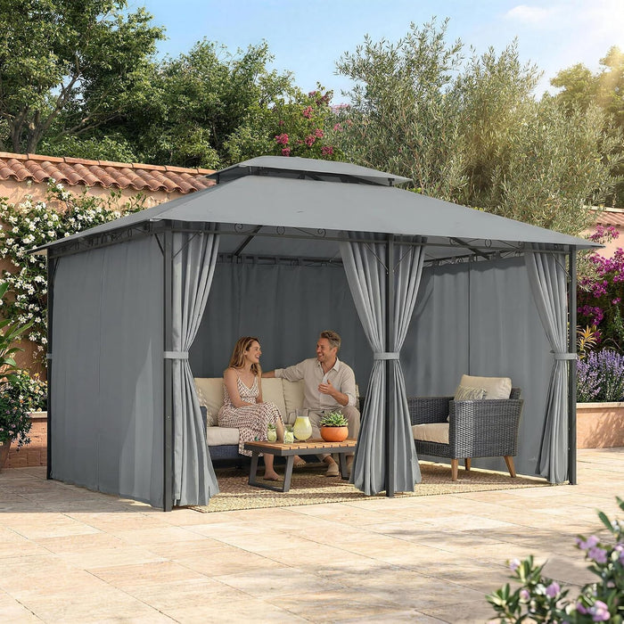 10x13 Ft Patio Gazebo With WeatherResistant Curtains