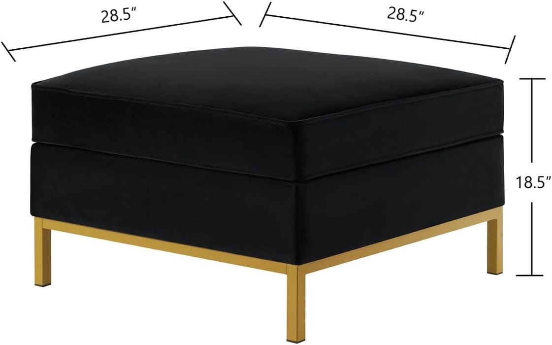 Large Velvet Ottoman, Upholstered Padded Cushion Ottoman Table, Large Foot Rest for Living Room - Black