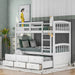 Harper&Bright Designs Twin over Twin Bunk Bed with Safety Rail, Ladder, White Twin Trundle Bed with 3 Drawers for Kids, Teens Bedroom, Guest Room Furniture
