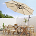 10Ft Patio Umbrellas Offset Outdoor Cantilever Hanging Umbrella W/Infinite Tilt, Fade Resistant Waterproof Recycled Fabric Canopy for Yard, Garden & Deck, Beige