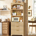 63.3" Tall Bookshelf, Bookshelves and Bookcases with Drawers, Arched Design Bookcase with Storage Cabinet, Natural Wood Grain Wave Pattern Storage Shelves for Living Room, Bedroom,Office