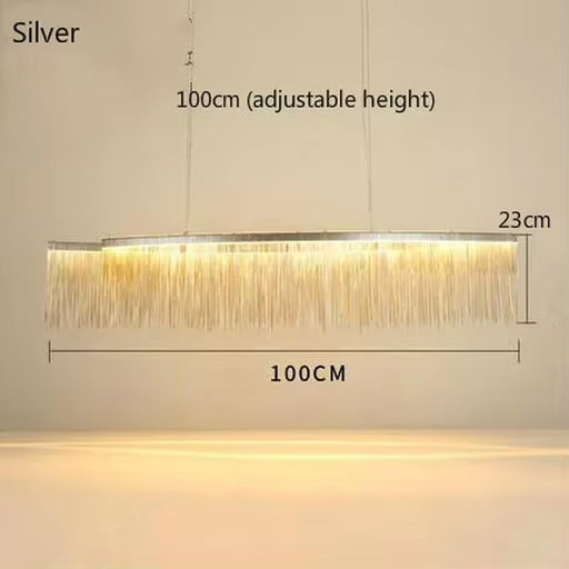 Ceiling Chandelier Gold Chains Remote Modern Tassel Aluminum Chain Led Pendant Light Kitchen Living Room Decoration Hanging Lamp