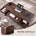 63" Modern Computer Desk with 2 Drawers, Wood Curved (Brown)