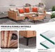 5 Piece Outdoor Patio Furniture Set Modular Outdoor Furniture Set Wicker Outdoor Sectional Sofa with Cushions and Table Patio Set for Balcony Porch Deck Yard ( (Salmon&Orange Wicker, Sand Cushion))
