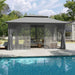 Outdoor Gazebo for Patio 10X12, Metal Frame Canopy with Double Roofs, Heavy Duty Party Tent and Shelter with Mosquito Netting and Privacy Screen for Backyard, Lawn, Garden, Deck