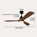 Wood Ceiling Fan with 3 Blade, Ceiling Fans with Lights and Remote