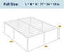 Full Size Bed Frame, 18 Inch Metal Beds with Storage Space, White