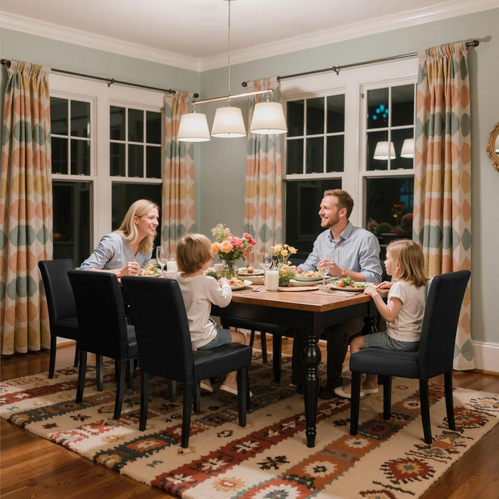 Dining Chairs Set of 4, Faux Leather Dining Room Chairs, Upholstered Parsons Chairs for Kitchen with Sturdy Wood Legs, Black (Only Chair)