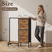 Tall Dresser 44''H with Hanging Rack, 4 Drawers Small Closet Dresser for Bedroom, Reversible Fabric Chest of Drawers with Clothes Rack, Tall Storage Tower, Sturdy Frame, Rustic Brown