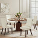 Wooden Dining Chairs Set of 4, Upholstered Kitchen & Dining Room Chairs with Solid Wood Legs Curved Backrest Farmhouse Accent Chair for Dining/Kitchen/Living Room, Beige