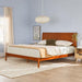 Transitional Brown Solid Wood Frame King Platform Bed with Minimalist Slatted Headboard