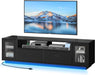 TV Stands for Living Room, Modern TV Stand for 65/70 Inch TV, LED TV Entertainment Center with Storage & Power Outlets, TV Console Cabinet, Black