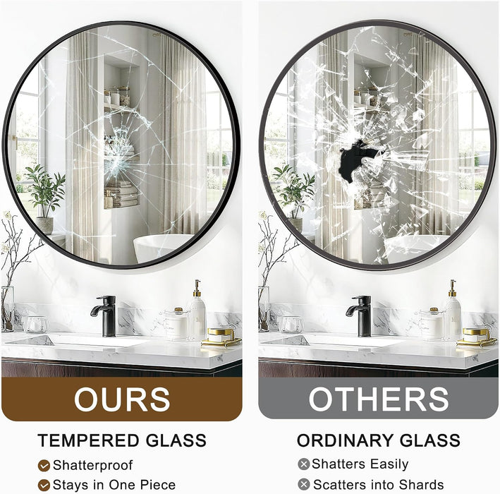 round Bathroom Mirror for over Sink 2 Pack 26" Black Circle Wall Mirror