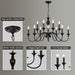 Black Matte Farmhouse Chandelier 12 Light Fixtures