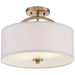 Halsted Modern Ceiling Light Semi Flush Mount Fixture 15" Wide Warm Brass 2-Light Oatmeal Linen Drum for Bedroom Living Room House