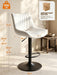 Swivel Bar Stools Set of 2, Height Adjustable Counter Height Bar Stools with Open Back and Footrest, Premium Faux PU Leather, Modern Upholstered Bar Chairs for Kitchen Island/Bar/Counter, White