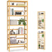 6-Tier Bamboo Bookshelves and Bookcases, Adjustable 63.4”Tall Shallow Book Shelf Organizer Rack, Freestanding Storage Shelving Unit for Living Room, Kitchen, Bathroom, Office, Natural