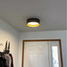 13 In. 1-Light Black and Wood Finish Color Chaning 3000K 4000K 5000K Dimmable LED Flush Mount