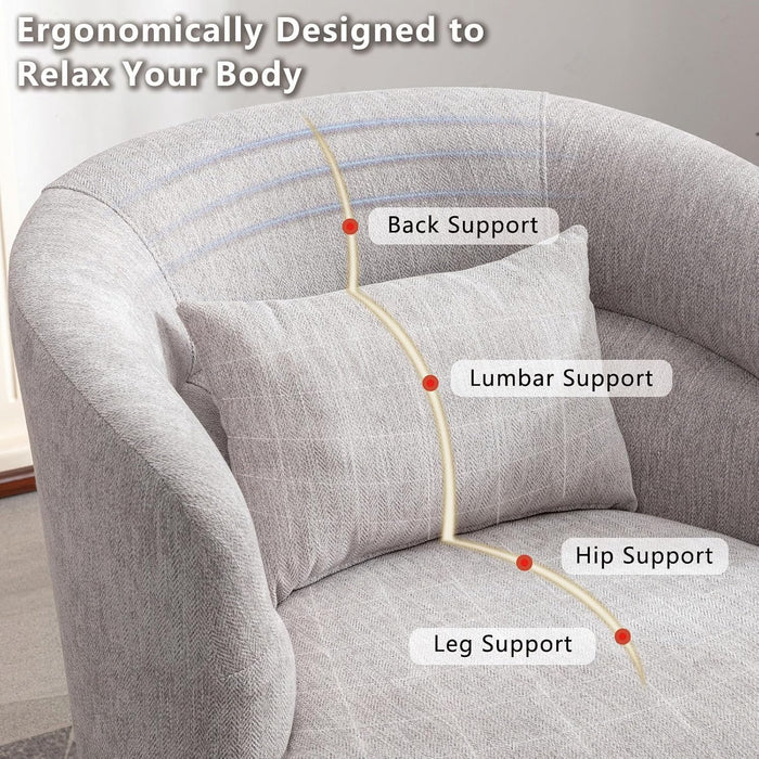 Grey 360 Degree Swivel Upholstered Accent Armchair