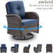 6 Piece Patio Conversation Sets - Wicker Patio Furniture Sets with Outdoor Swivel Rocker Chairs, Glider Loveseat Perfect for Patio Deck Backyard, Brown Wicker Blue Cushion