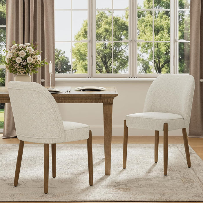 Barrel Modern Dining Chair, Upholstered Dining Chairs Set of 4, Beige