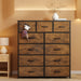 Tall Dresser for Bedroom, Fabric Dresser Storage Tower, Dresser & Chest of Drawers Organizer Unit with 11 Drawers, Storage Cabinet, Hallway, Closets, Steel Frame, Wood Top