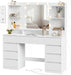 White Makeup Vanity Desk With IntegratedLED Mirror