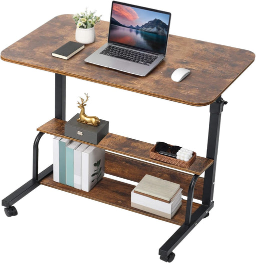 Adjustable Height Mobile Computer Desk with Rolling Wheels - ShipItFurniture