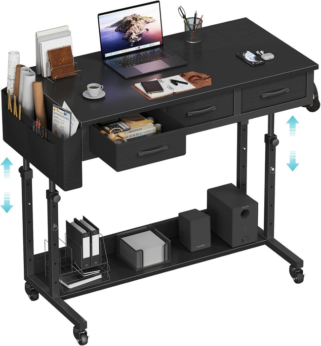 Adjustable Height Rolling Standing Desk with Drawers - ShipItFurniture
