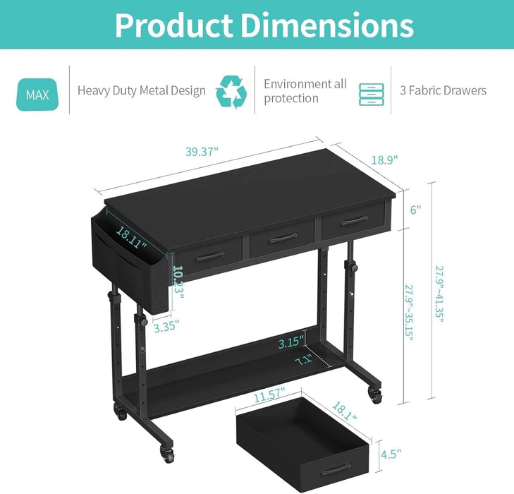 Adjustable Height Rolling Standing Desk with Drawers - ShipItFurniture