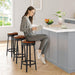 30'' Swivel Bar Stools Set of 4 with PU Leather Cushion | Backless round Counter Height Barstools, Metal Frame Legs and Footrest, for Kitchen Island, Home Bar, Brown