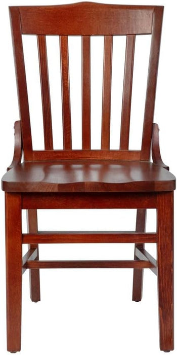 Hercules Series School House Back Wood Restaurant Chair, Classic Armless Dining Chair for Restaurants/Kitchens, Mahogany Wood Finish