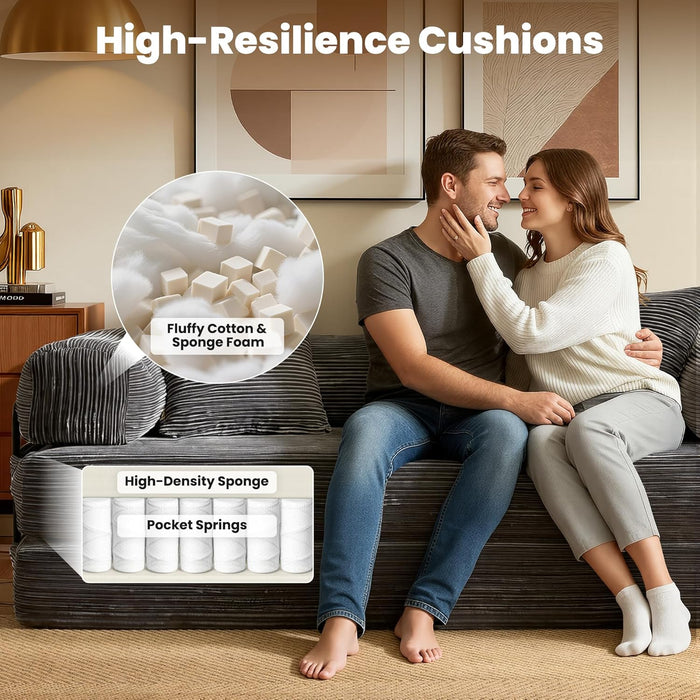 Grey Corduroy 81 Inch Ultracomfort Foldable SofaBed