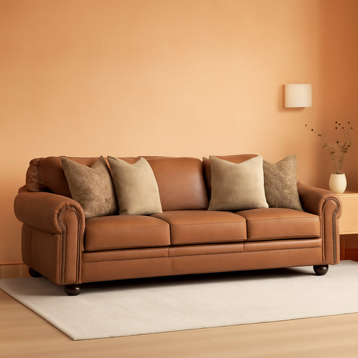 Exquisite Leather Sleeper Sofa Queen Dark Chocolate