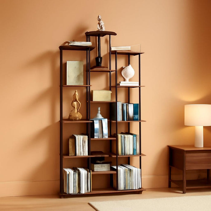 Bookshelf，Small Bookcase for Small Space，6-Tier Bookshelf for Living Room, Home Office, Study，7.87 X 26.77 X 55.5 Inches,Rustic Brown