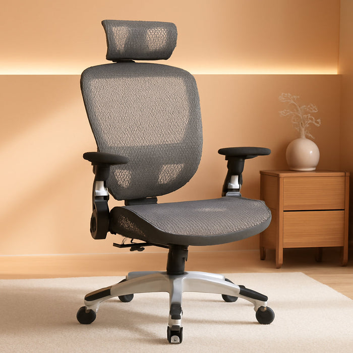Hyken Chair: Ergonomic Mesh Swivel Task Chair. Adjustable Black Office Chair with Breathable Mesh and Good Lumbar, Arm and Head Support.