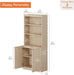 Modern 72" Tall Bookshelf with Doors and Adjustable Shelves, Library Bookcase with Storage Cabinet and Open Book Shelfs, Wood Book Shelf for Home Office, Living Room, Beige, 1 PC