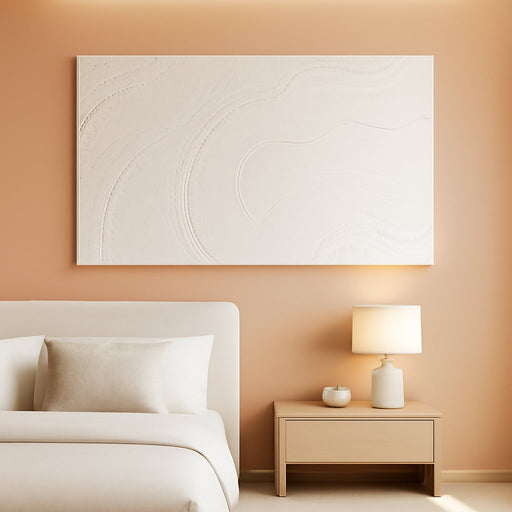 White Abstract Canvas Wall Art for Living Room Minimalist Home Decor Textured Wall Decor Line Art Oil Painting for Bedroom Dining Room 24X48 Inch