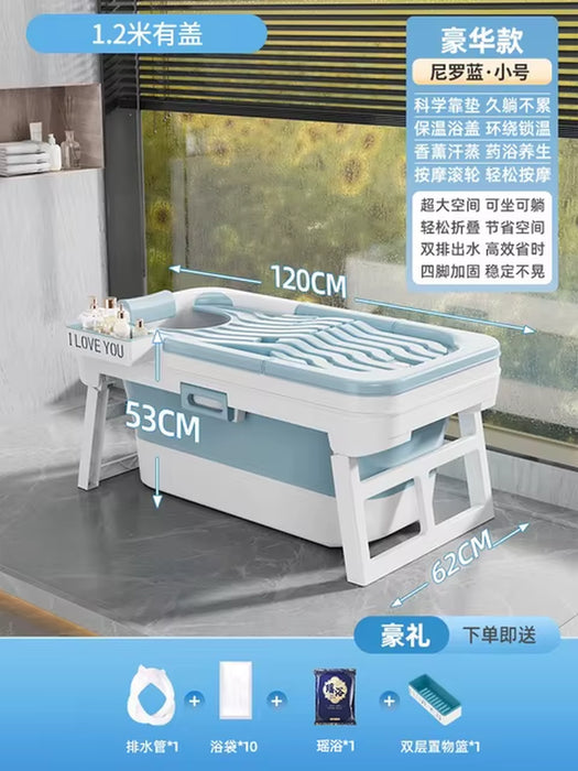 Portable Folding Bathtub for Adults Hot Bath Spa Plastic Bathtubs Children Swimming Pool Bucket Sauna Lid Cover House Bath Tub Z