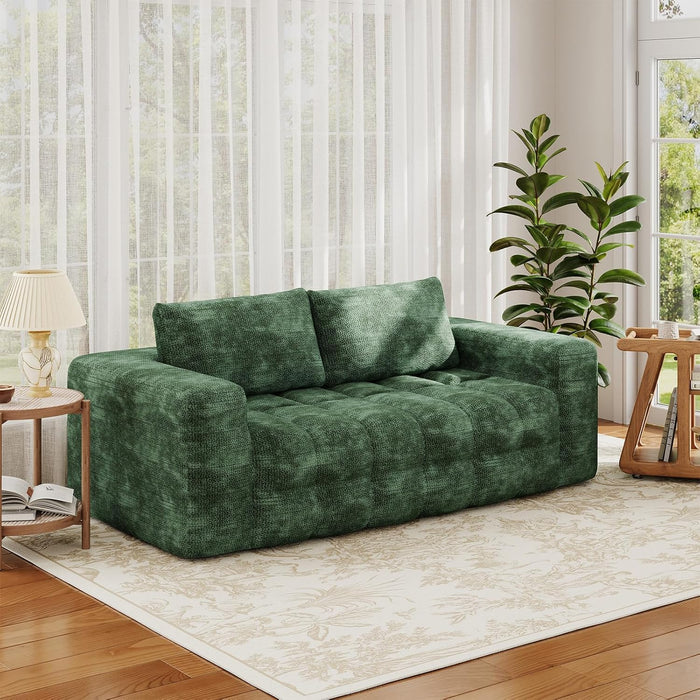 76 Inch Oversized DarkEmerald Velvet Chenille Couch