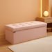 MAZIE Collection - Storage Ottoman Bench, Foldable Foot Rest, 15 X 43 X 15 Inches, End of Bed Bench, Storage Chest, Load 660 Lb, Living Room, Bedroom, Entryway, Jelly Pink ULSF604R01