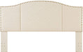 Middle Century Linen Upholstered Tufted King Size Headboard with Antique Brass Nail Heads Trim King/California King Headboard-Ivory