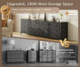 77.6" Long Dresser for Bedroom, 16 Drawer Fabric Dresser for Closet, Wide Chest of Drawers with Storage, TV Stand for 65, 75, 85 Inch TV, 77.6" W X 13" D X 26.4" H, Black