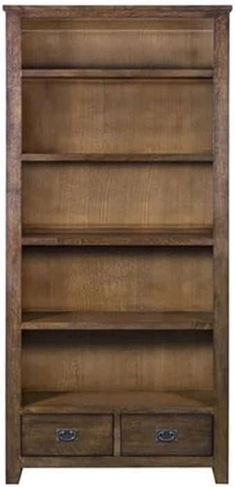 Mission Quarter Sawn Oak Bookcase with 2-Drawers & Open Shelves